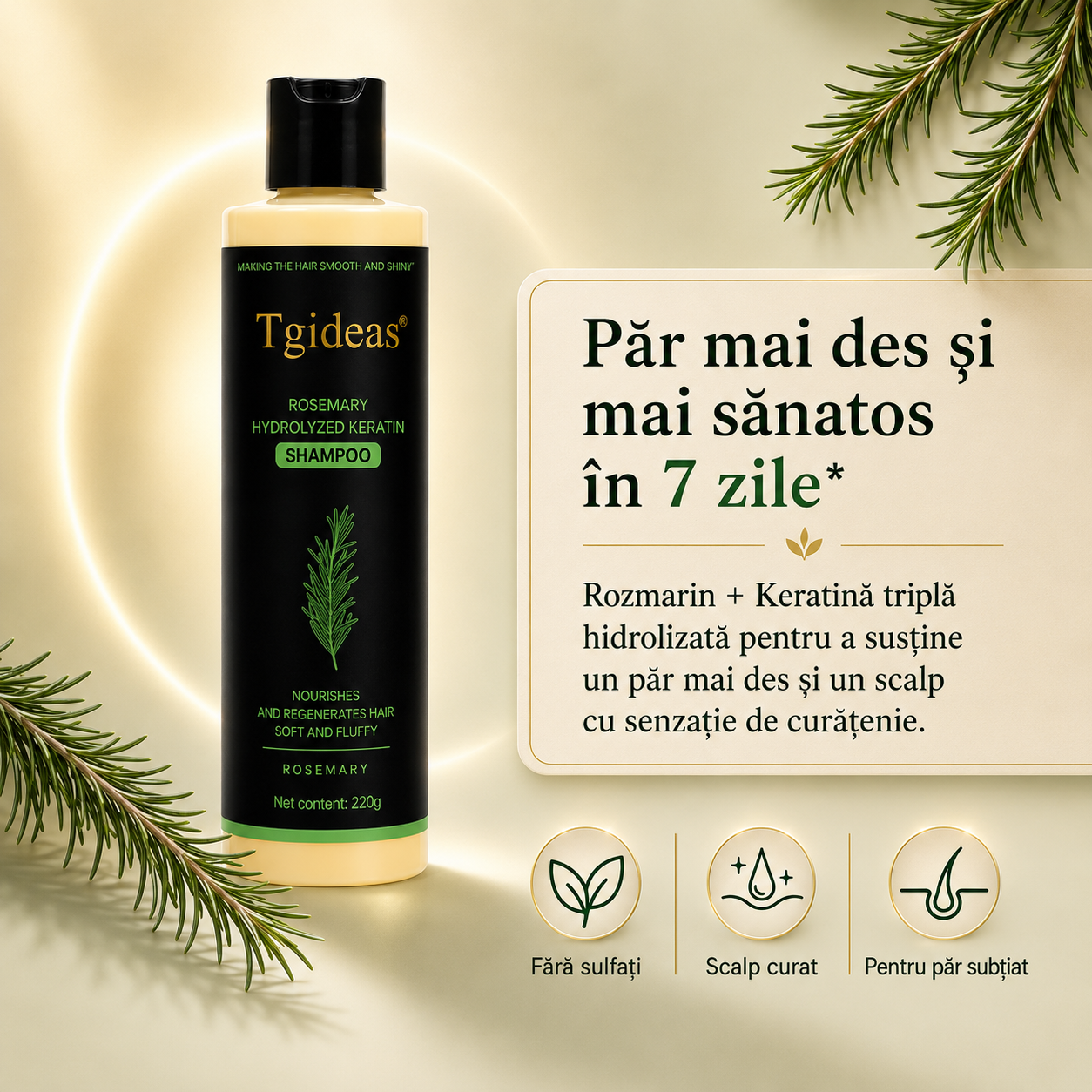 1+1 GRATIS | 2+1 GRATIS | Sampon Regenerare si Anti-Cadere Par Keratina+Rozmarin